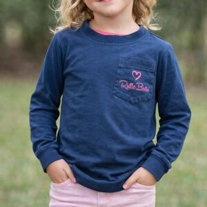 RuffleButts Navy Long Sleeve Pocket Tee Size 4T/5 Southern Girls Sweet Tea Graph
